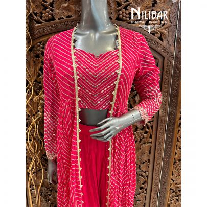 Hot Pink Georgette Jacket Suit