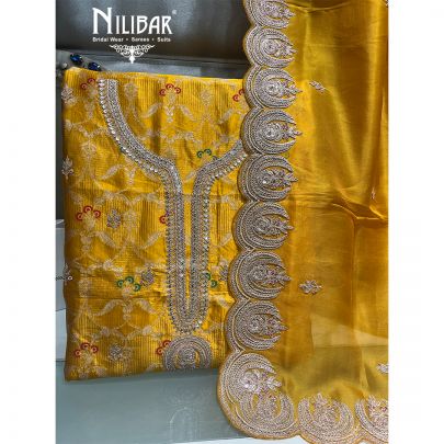 Yellow Silk Unstitched Suit