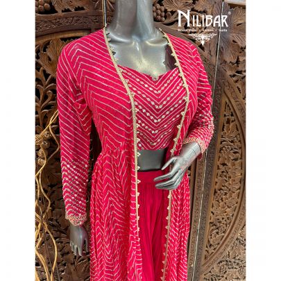 Hot Pink Georgette Jacket Suit