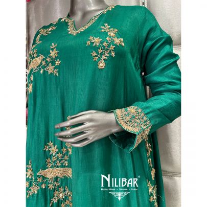 Bottle Green Silk Indo Western Pant Set