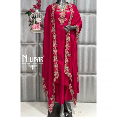 Dark Fuchsia Cape Style Indo Western Set