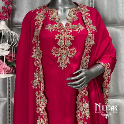 Dark Fuchsia Cape Style Indo Western Set