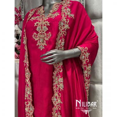 Dark Fuchsia Cape Style Indo Western Set