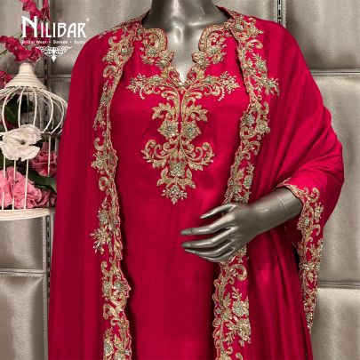Dark Fuchsia Cape Style Indo Western Set