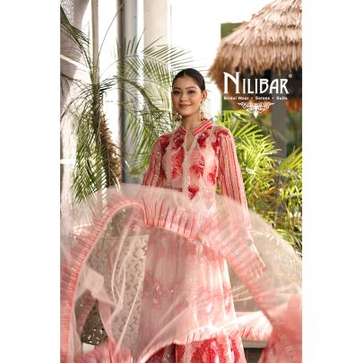Salmon Pink Net and Georgette Palazzo Suit's