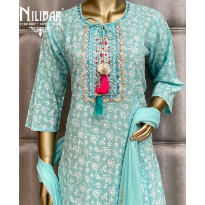 Turquoise Cotton Suit