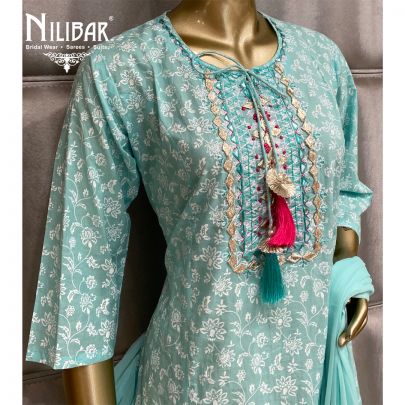 Turquoise Cotton Suit
