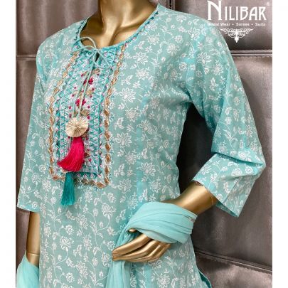 Turquoise Cotton Suit