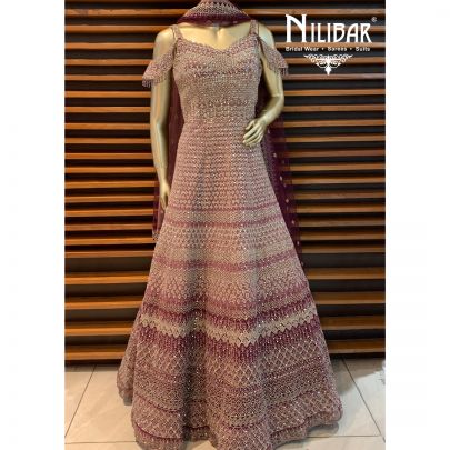 Onion Pink and Mauve Net Gown