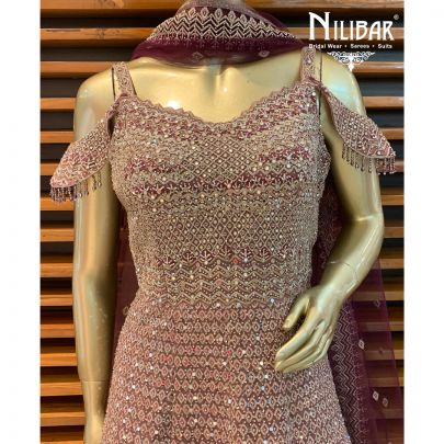 Onion Pink and Mauve Net Gown