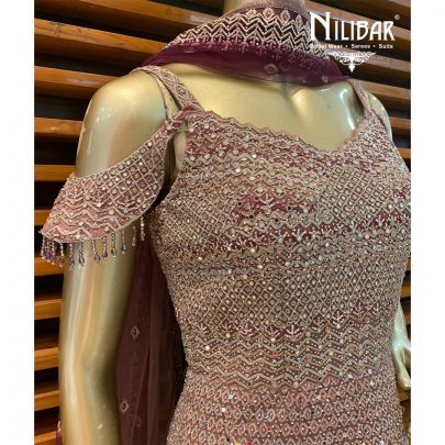 Onion Pink and Mauve Net Gown