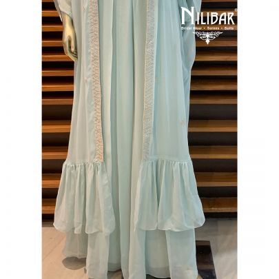 Tea Green Georgette Jacket Style Suit