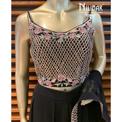 Pure Black Georgette Jacket Style Suit