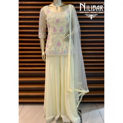 Lemon Georgette Palazzo Suit