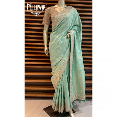 Tea Green Georgette Banarsi Saree