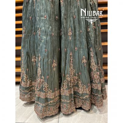 Mehandi Green Lamé Silk Lehenga