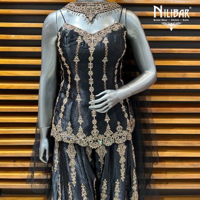 Black Silk Indo-Western Palazzo Set