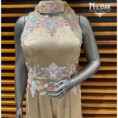 Beige Silk Jumpsuit Set