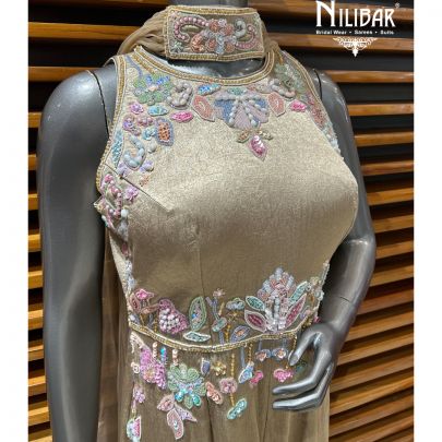 Beige Silk Jumpsuit Set
