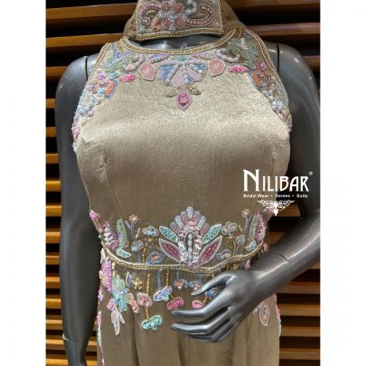 Beige Silk Jumpsuit Set