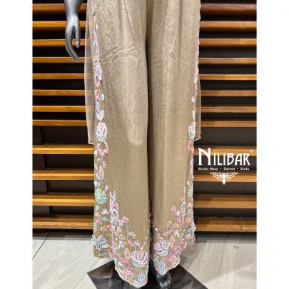Beige Silk Jumpsuit Set