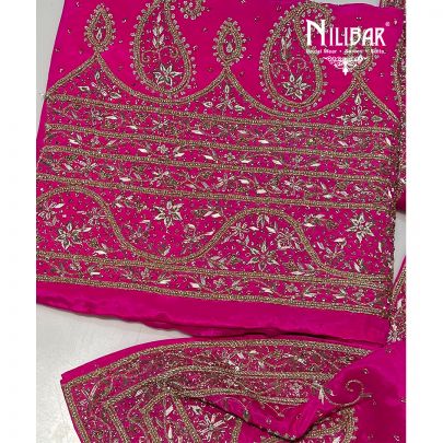 Rani Pink Crepe Unstitched Suit Paired With Chinon Dupatta