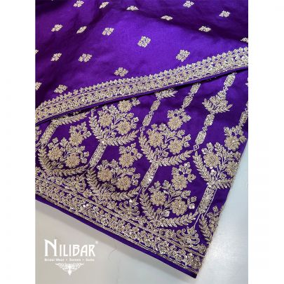 Purple Satin Silk Unstitched Suit