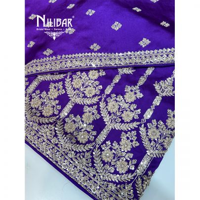 Purple Satin Silk Unstitched Suit