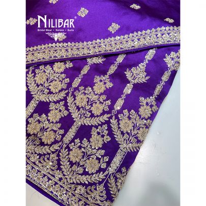 Purple Satin Silk Unstitched Suit