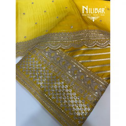 Yellow Silk Unstitched Suit