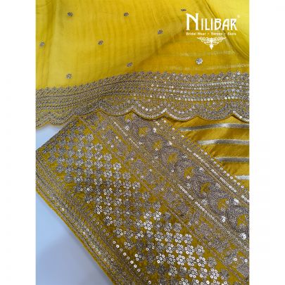Yellow Silk Unstitched Suit
