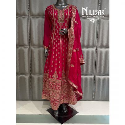 Hot Pink Long Length Anarkali Suit