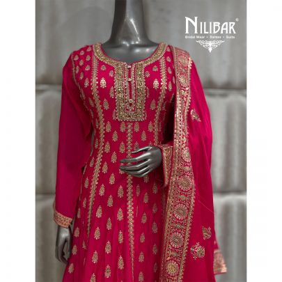 Hot Pink Long Length Anarkali Suit