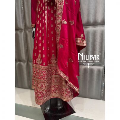 Hot Pink Long Length Anarkali Suit