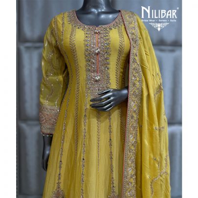 Yellow Long Length Anarkali Suit