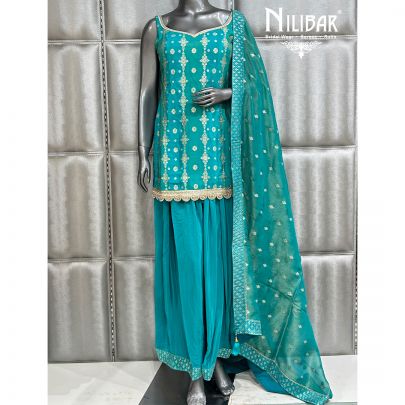 Sapphire Blue Crepe Palazzo Set