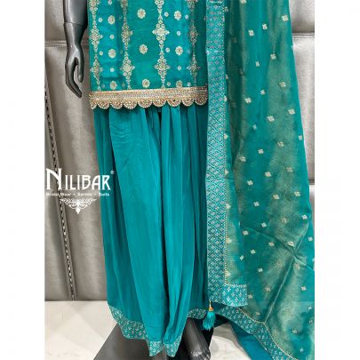 Sapphire Blue Crepe Palazzo Set