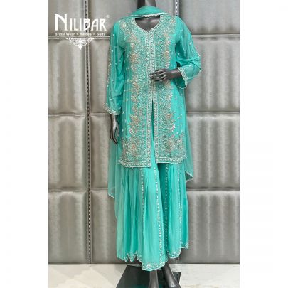 Seafoam Green Chinon Panelled Palazzo Set