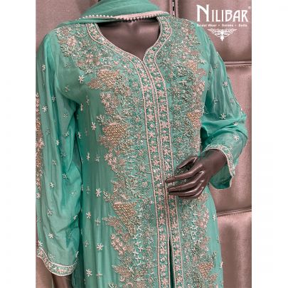 Seafoam Green Chinon Panelled Palazzo Set