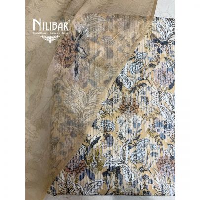 Mustard Yellow Printed Cotton Unstitched Suit