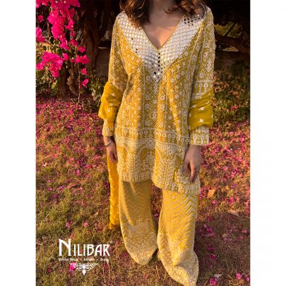 Ishita Sandhu In Our Yellow Georgette Embroidered Co-ord Set