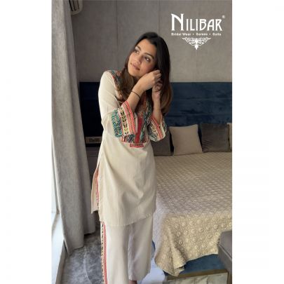Yukta In Our Off White Mul Cotton Co-ord Set