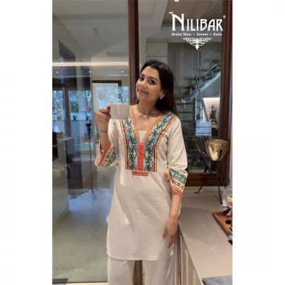 Yukta In Our Off White Mul Cotton Co-ord Set
