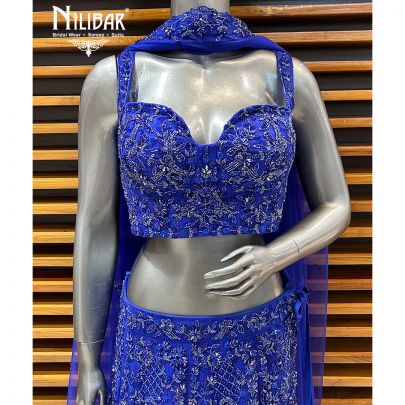 Ink Blue Net Lehenga
