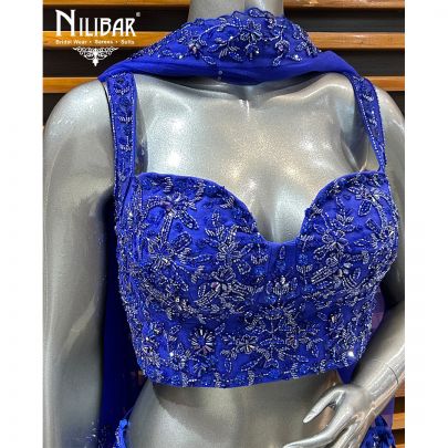 Ink Blue Net Lehenga