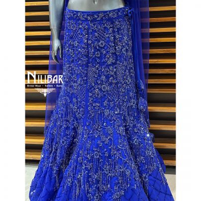 Ink Blue Net Lehenga