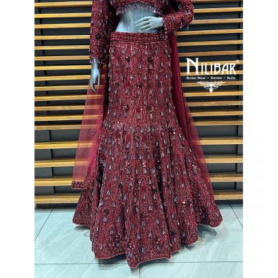 Maroon Net Lehenga