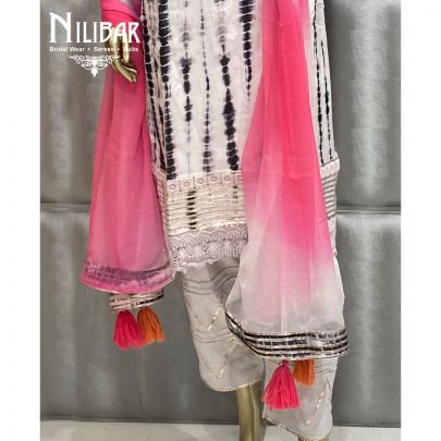 White Tie Dye Cotton Suit