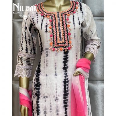 White Tie Dye Cotton Suit