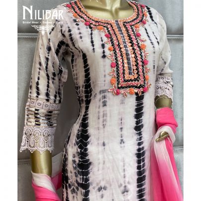 White Tie Dye Cotton Suit